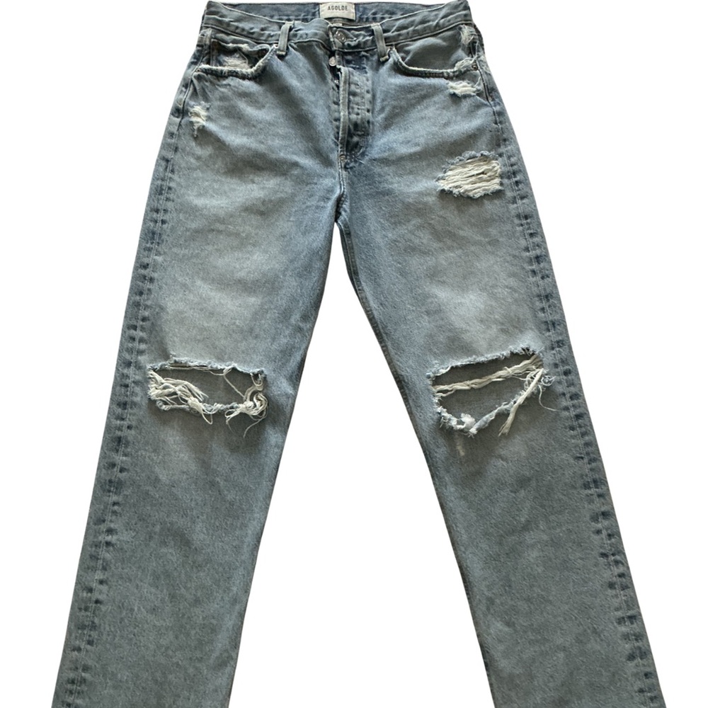 AGOLDE Distressed Straight Leg Jeans Size 28 Light Wash High Rise
